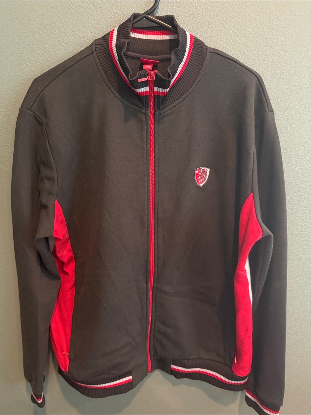 Massimo Men's Black & Red Athletic Zip Jacket
